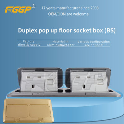 OEM Aluminum Pop Up Duplex Floor Socket Box With Data Rj45